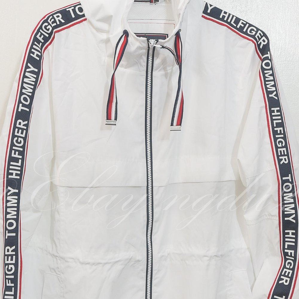 Tommy Hilfiger Ladies' Long Windbreaker WHITE - Picture 2 of 8